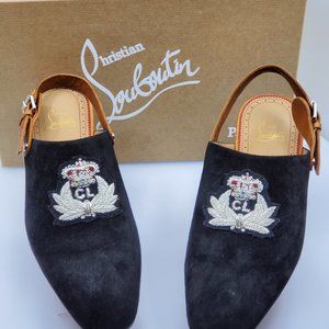 Christian Louboutin Oliveira Flat Blk Suede slipon